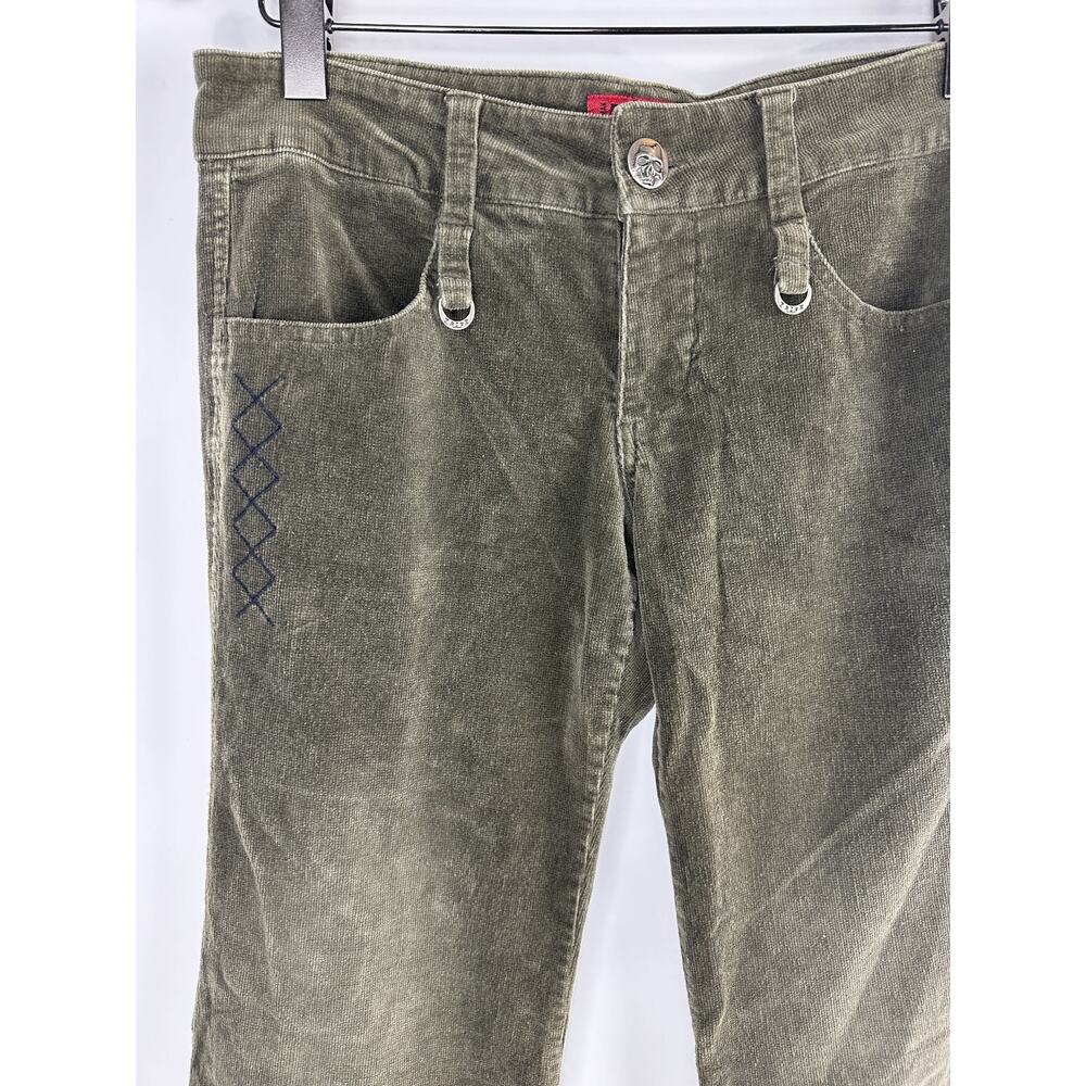 Tripp NYC Corduroy Low Rise Pants Green Women's Size 11 Y2k Goth Grunge Punk - Picture 4 of 15